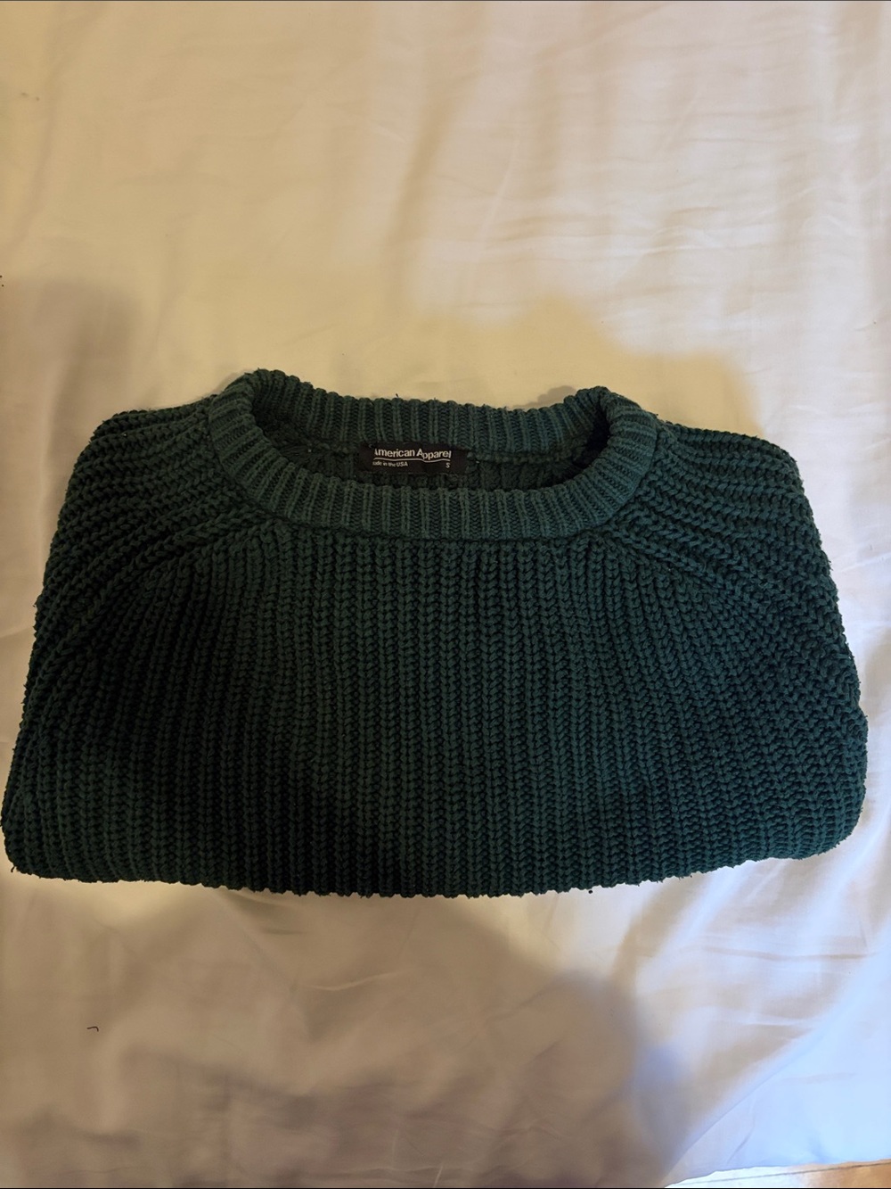American Apparel Cropped Fisherman Forest Green Knit Sweater